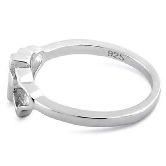 Sterling Silver Cross with 2 Hearts Ring - Picture 4 of 4